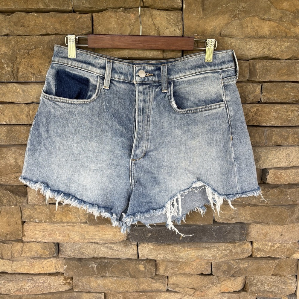JOE'S JEANS 31 BLUE BUTTON VINTAGE STRETCH THE ALEX HIGH‎ RISE SHORT SHORTS